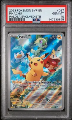 2023 POKEMON SVP EN-SV BLACK STAR PROMO #027 PIKACHU PSA 10 - Image 1