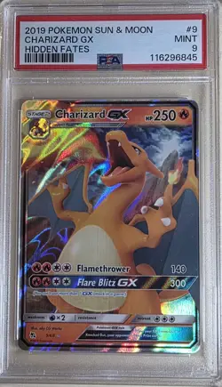 2019 POKEMON SUN & MOON HIDDEN FATES #9 CHARIZARD GX PSA 9 - Image 1