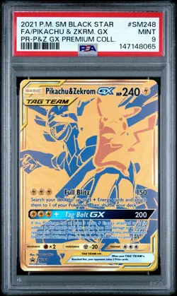 Pikachu & Zekrom GX 2021 Pokemon SM Black Star Promo SM248 Full Art PSA 9 - Image 1