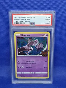 2022 pokemon sword & Shield Mewtwo Holo #056/172 Trick & Trade PSA MINT 9 - Image 1