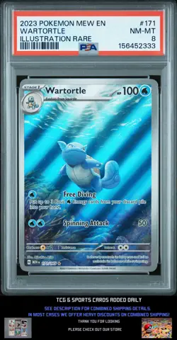 2023 Pokemon Mew En-151 Pokemon #171 Wartortle Illustration Rare PSA 8 - Image 1