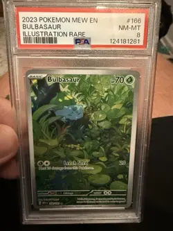 Pokemon TCG Bulbasaur Holo Illustration Rare Card 166/165 Scarlet & Violet PSA 8 - Image 1