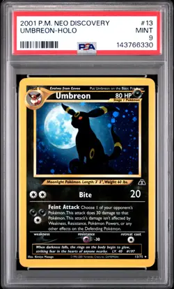 2001 POKEMON NEO DISCOVERY #13 UMBREON-HOLO PSA 9 - Image 1