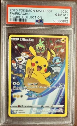 Pikachu SWSH020 PSA 10 2020 POKEMON BLACK STAR PROMO FIGURE COLLECTION FULL ART - Image 1