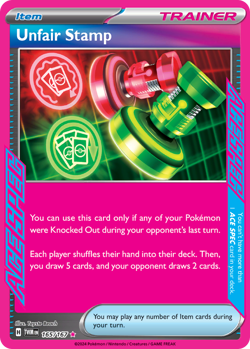Unfair Stamp 165/167 ACE SPEC Rare Twilight Masquerade Pokemon Near Mint - Image 1