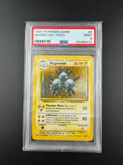 Pokemon TCG Graded Magneton Base Set Holo Unlimited Rare Card 9/102 PSA 9 - Image 1