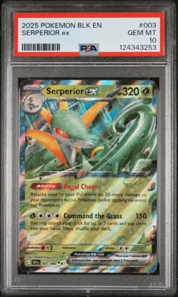 2025 POKEMON BLK EN-BLACK BOLT #003 SERPERIOR EX PSA 10 - Image 1