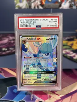 Glaceon GX Full Art PSA 10 Gem Mint Pokemon Sun & Moon Hidden Fates SV55/SV94 - Image 1