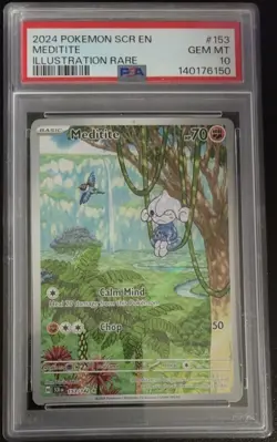 Pokemon Meditite Sv07: Stellar Crown Illustration Rare Holo PSA 10 153/142 - Image 1