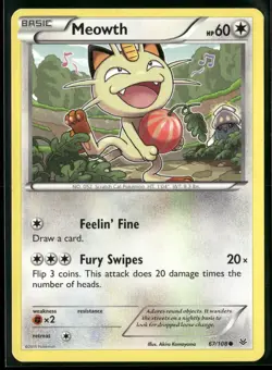 Meowth 67/108 Common Roaring Skies Pokemon Moderately Played - Image 1