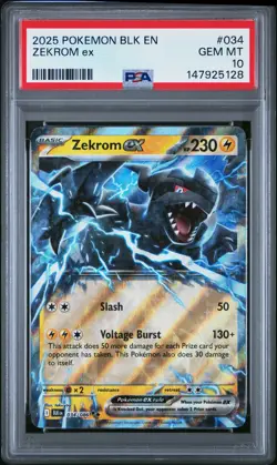 2025 POKEMON BLK EN-BLACK BOLT #034 ZEKROM EX PSA 10 - Image 1