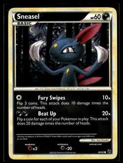 Sneasel 68/90 HGSS Undaunted Common Pokemon - Image 1