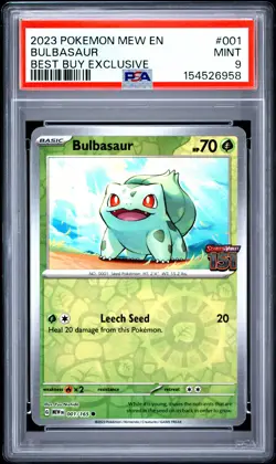 2023 POKEMON MEW EN-151 BEST BUY EXCLUSIVE #001 BULBASAUR PSA 9 - Image 1