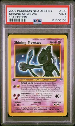 2002 POKEMON NEO DESTINY #109 SHINING MEWTWO 1ST EDITION PSA 9 - Image 1