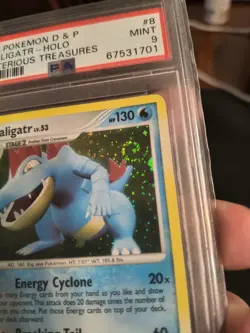 2007 Pokemon D&P Feraligatr Holo Mysterious Treasures Psa 9 with a fart swirl💫 - Image 3