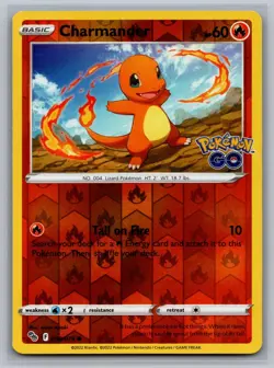 Charmander 008/078 Common Pokemon GO Pokemon Reverse Holo Near Mint - Image 1