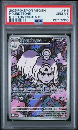 2025 POKEMON MEG EN-MEGA EVOLUTION ILLUSTRATION RARE #145 HOUNDSTONE PSA 10 - Image 1