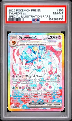 2025 POKEMON PRISMATIC EVOLUTIONS SPECIAL ILLUSTRATION RARE SYLVEON EX PSA 8 - Image 1