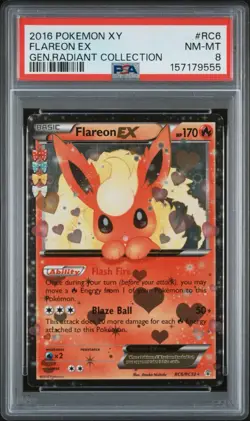 2016 Pokemon XY Generations Radiant Collection #RC6 Flareon EX PSA 8 - Image 1