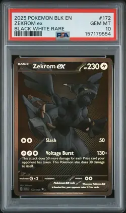 Zekrom EX 172/086 Black White Rare Black Bolt Pokemon English PSA 10 GEM MT - Image 1
