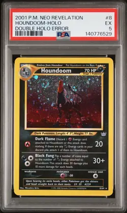 2001 POKEMON NEO REVELATION DOUBLE HOLO ERR #8 HOUNDOOM-HOLO PSA 5 - Image 1