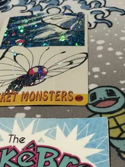 Pokemon Pocket Monsters Butterfree/ Moltres HOLO Prism Bandai 1999 Nintendo LP+ - Image 4