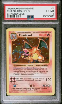 1999 POKEMON GAME #4 CHARIZARD-HOLO SHADOWLESS PSA 6 - Image 1