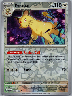 Persian Uncommon SV: Scarlet & Violet 151 053/165 NM - Pokemon TCG! - Image 1