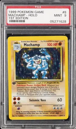 1999 POKEMON GAME 1ST EDITION #8 MACHAMP-HOLO PSA 9 - Image 1