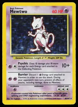 Mewtwo 10/102 Holo Rare Base Set Unlimited Pokemon Card - Image 1