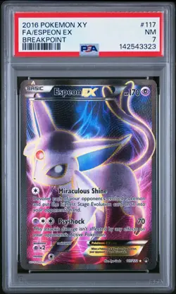 2016 POKEMON XY BREAKPOINT ESPEON EX #117 FULL ART PSA 7 NM NEW CERT - Image 1