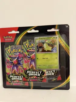 Pokemon TCG Perfect Order 3 Pack Blister Chikorita Sealed - Image 1