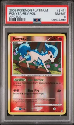 2009 POKEMON PLATINUM ARCEUS SH11 PONYTA-REVERSE FOIL PSA 8 - Image 1