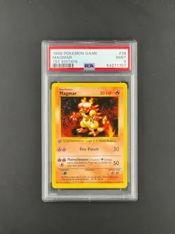 1999 Pokemon Base Set 1st Edition Magmar #36 MINT PSA 9 - Image 1