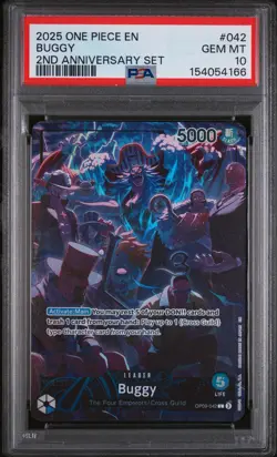 2025 ONE PIECE ENGLISH VERSION 2ND ANNIVERSARY SET #042 BUGGY PSA 10 - Image 1