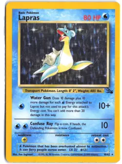 Lapras 10/62 Holo Rare Fossil Pokemon Unlimited Holo - Image 1