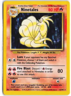 Ninetales 12/102 Holo Holo Rare Base Set Unlimited Pokemon LP - Image 1