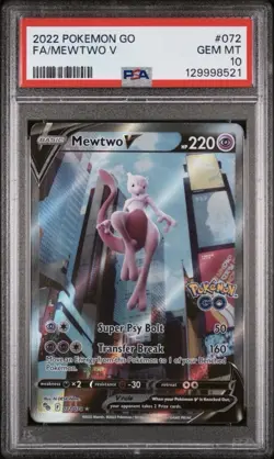 2022 POKEMON GO #072 FULL ART/MEWTWO V PSA 10 - Image 1