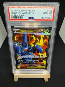 POKEMON PFL EN-PHANTASMAL FLAMES ULTRA RARE #108 MEGA HERACROSS EX PSA 10 - Image 1