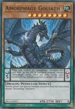 Yugioh! LP Amorphage Goliath - FIGA-EN057 - Super Rare - 1st Edition Lightly Pla - Image 1