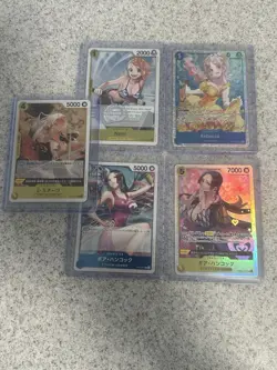 Bandai One Piece TCG 5 card lot JP and ENG cards - Boa Nami and more - Image 1