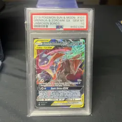 2019 POKEMON SUN & MOON UNBROKEN BONDS #107 GRENINJA & ZOROARK GX PSA 10 - Image 1