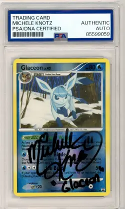 PSA Michele Knotz SIgned Glaceon 41/111 Rising Rivals Reverse Holo Pokemon TCG - Image 1