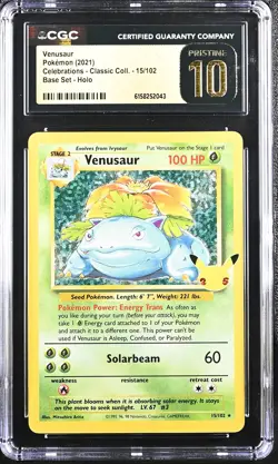 VENUSAUR 15/102 BASE SET HOLO POKEMON CGC 10 PRISTINE - Image 1