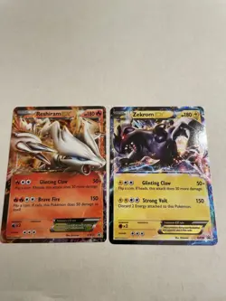 Reshiram EX BW 36 & Zekrom EX BW38 Pokemon TCG XY Promos Lot Of 2 English LP - Image 1