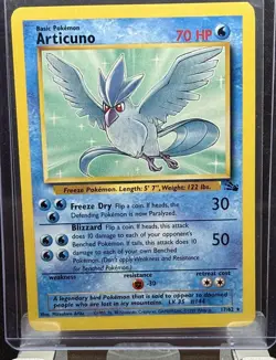 1999 Pokemon Articuno Fossil #17/62 WOTC Non-Holo Rare Vintage TCG Card - Image 1
