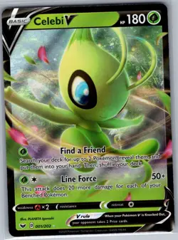 Celebi V 001/202 SWSH01: Sword & Shield Base Set - Pokemon Card - NM - Image 1