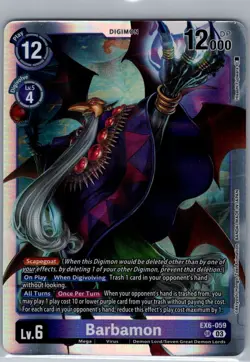 Barbamon EX6-059 SR Infernal Ascension - Digimon Card Game - NM - Image 1