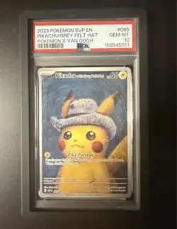 2023 Pokemon Pikachu Van Gogh Grey Felt Hat Promo SVP EN #085 PSA 10 GEM MINT - Image 3