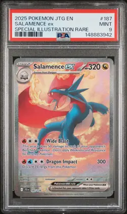 2025 POKEMON JTG EN-JOURNEY TOGETHER #187 SALAMENCE EX PSA 9 - Image 1